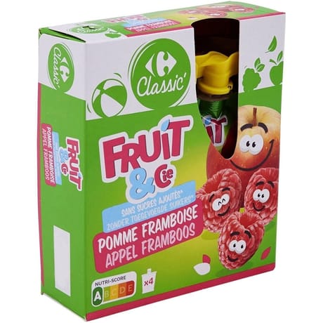 Carrefour classic' fruit&cie compote framboise s/sucres ajoutés 4x90g - 360g