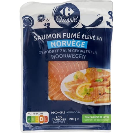 Carrefour classic' saumon fumé élevé en Novège 6/10 tranches - 200g