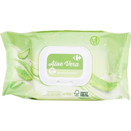 Carrefour papier toilette humide aloe vera x100