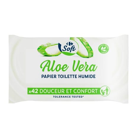 Carrefour soft papier toilette humide aloe vera x42
