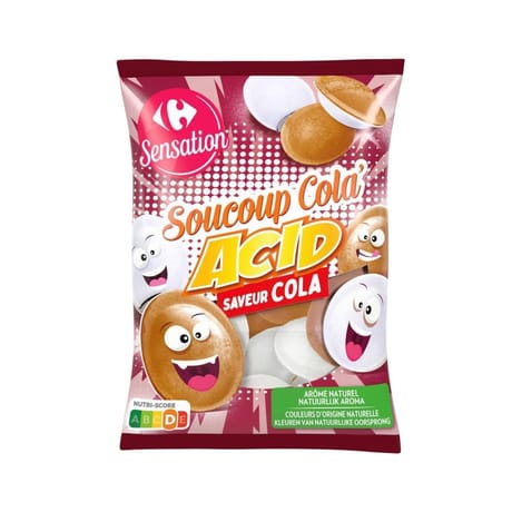 Carrefour sensation bonbons soucoup cola acid - 39g