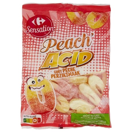Carrefour sensation bonbons peach'acid - 250g