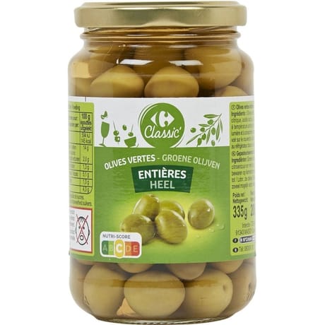 Carrefour classic' olives vertes entières 200g
