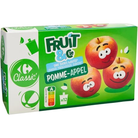Carrefour classic fruit&cie compotes pomme sans sucres ajoutés x12 - 1080g