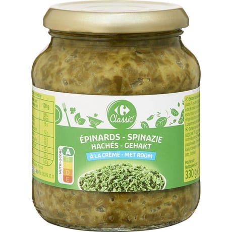 Carrefour classic' épinards hachés à la crème 330g
