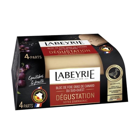 Labeyrie bloc de foie gras de canard du sud-ouest barquette 150g dégustation