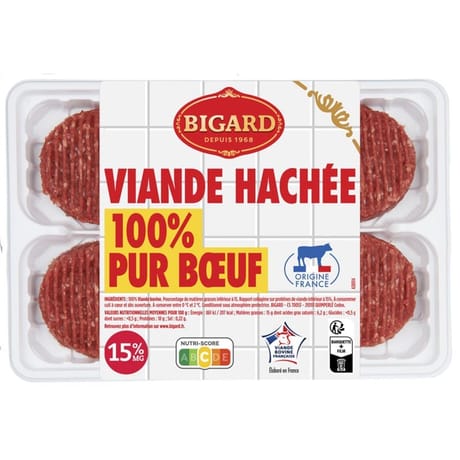 Steak hache pur boeuf 15% x8 800g Bigard