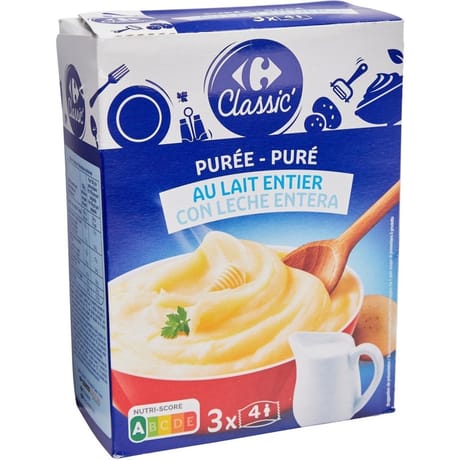 Carrefour classic' purée au lait entier 3 sachets de 125g