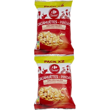 Carrefour classic' cacahuètes grillées salées 2x250g