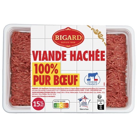 Hache pur boeuf 15% mg 800g