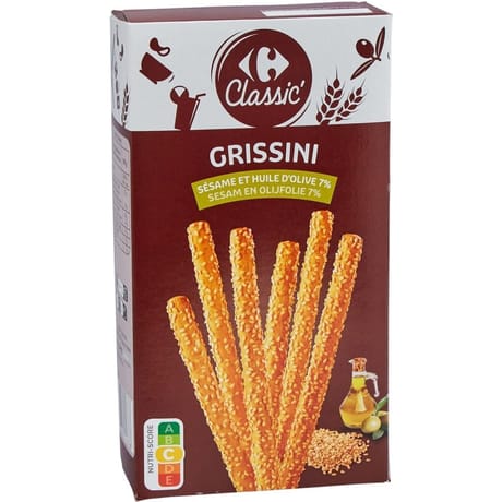 Carrefour classic' gressins sésame et huile d'olive 125g