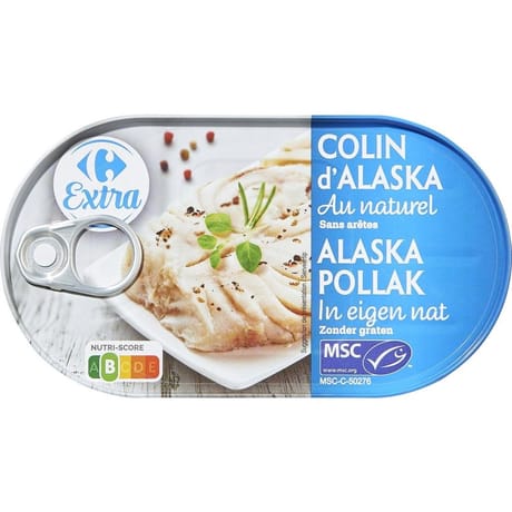 Carrefour extra colin d'Alaska au naturel sans arêtes 190g