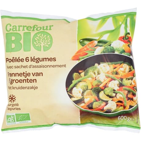 Carrefour bio poêlée 6 légumes bio avec sachet d'assaisonnement 600g