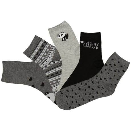 5 paires de socquettes fantaisies femme PANDA/COEUR 37\41