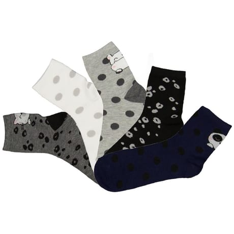 5 paires de socquettes fantaisies femme CHAT/PANDA/POIS 37\41