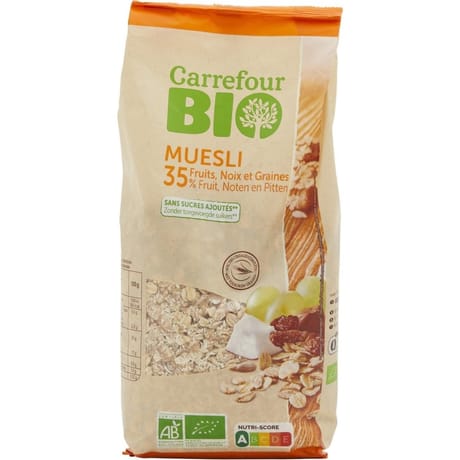 Carrefour bio muesli 35% fruits, noix et graines bio 500g