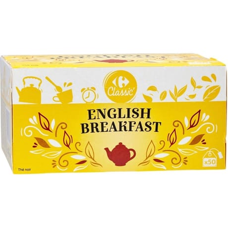 Carrefour classic' thé noir english breakfast 50 sachets 100g