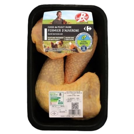 Carrefour 2 cuisses de poulet fermier jaune d'Auvergne