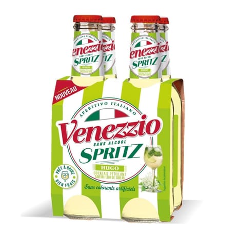 Cocktail sans alcool petillant venezzio spritz hugo 4 x 20 cl