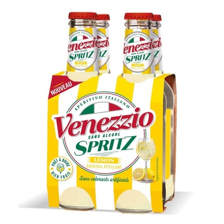 Cocktail sans alcool petillant venezzio spritz lemon 4 x 20 cl