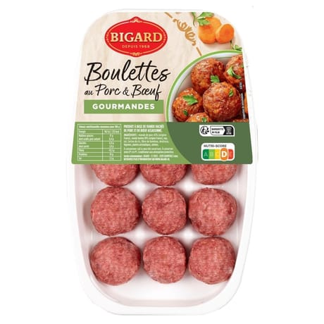 Boulettes gournmandes boeuf et porc x15 375g Bigard