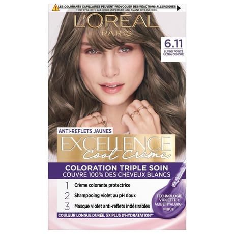 Excellence cool crème coloration triple soin 6.11 blond foncé ultra cendré