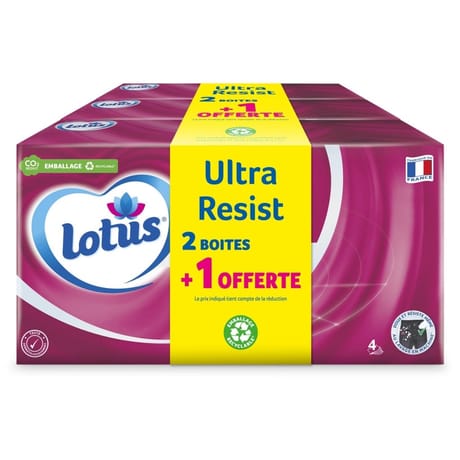Lotus ultra mouchoirs boites blanc 2+1offerte