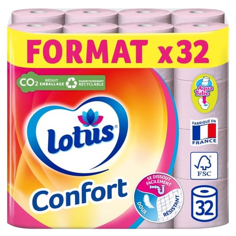 Lotus Papier toilette rose extraits de lotus x32 rouleaux aquatube