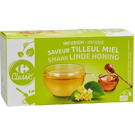 Carrefour classic' infusion saveur tilleul miel 25 sachets - 40g