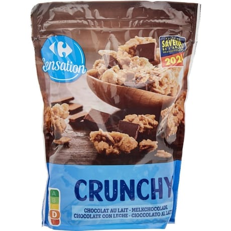 Carrefour sensation céréales crunchy chocolat au lait 500g