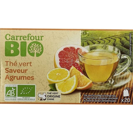 Carrefour bio thé vert agrumes bio x20s - 30g