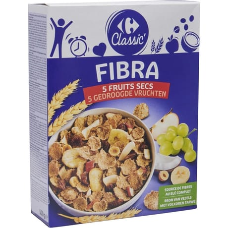 Carrefour classic' céréales fibra 5 fruits secs 500g