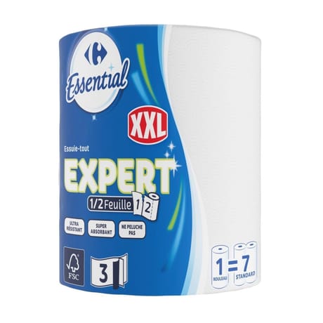 Carrefour essential essuie-tout xxl blanc x1