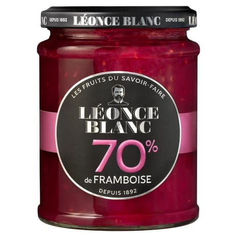 Leonce blanc confiture framboises 70% 320g
