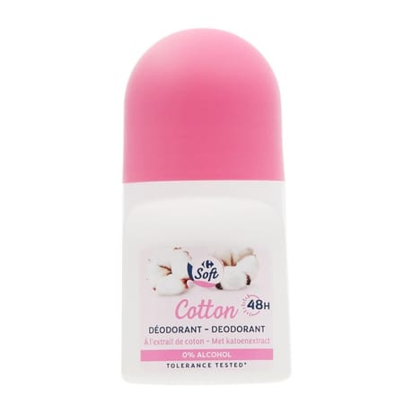 Carrefour soft déodorant 48h à l'extrait de coton 50ml