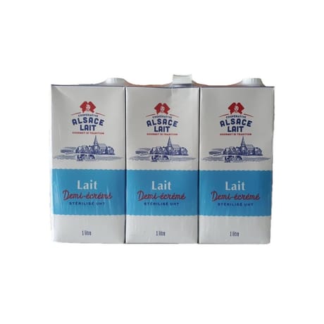 Alsace lait lait uht 1/2 écrémé 6x1l