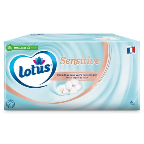 Lotus sensitive boite de 80 mouchoirs blanc ultra douceur