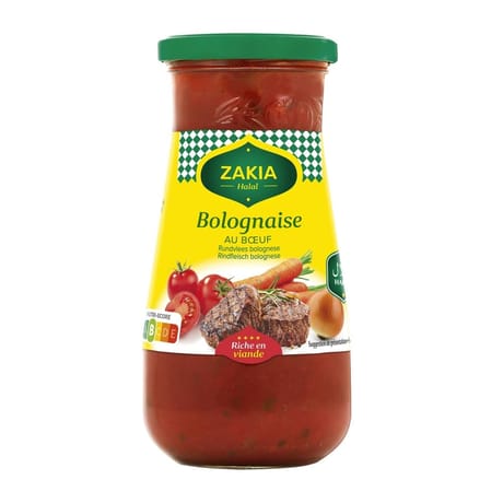 Zakia halal sauce bolognaise boeuf 400g