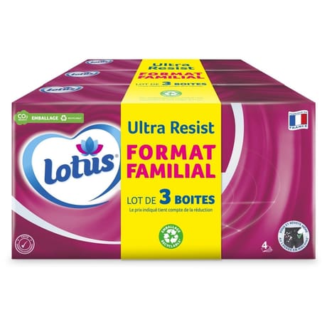 Lotus ultra resist boites de mouchoirs lot de 3 boites