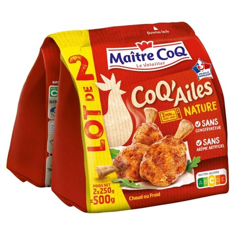 Maître Coq coq'ailes nature lot 2x250g