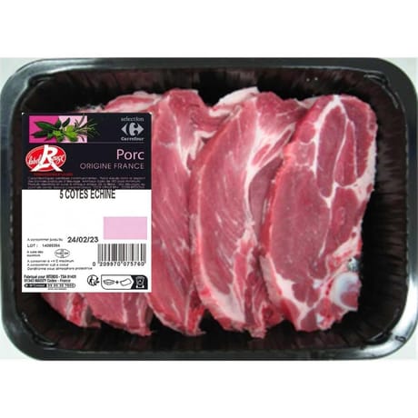 Côte échine de porc label x5 Carrefour Sélection