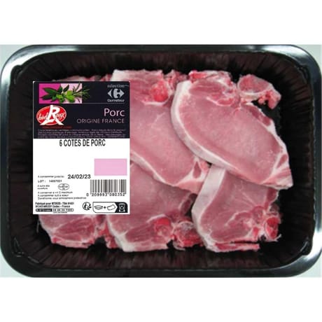 Côte de porc label rouge x6 Carrefour Sélection