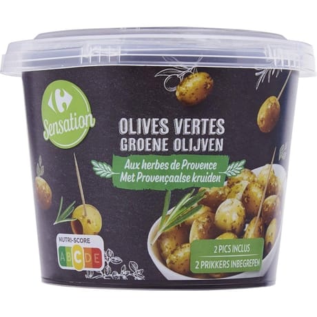 Carrefour sensation olives vertes aux herbes de Provence 125g