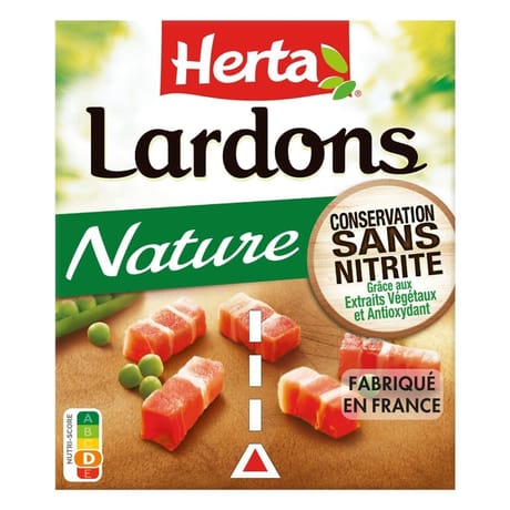 Herta lardons nature conservateur sans nitrites 2x75g