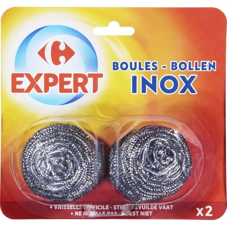 Carrefour expert éponge spirale boule inox x2