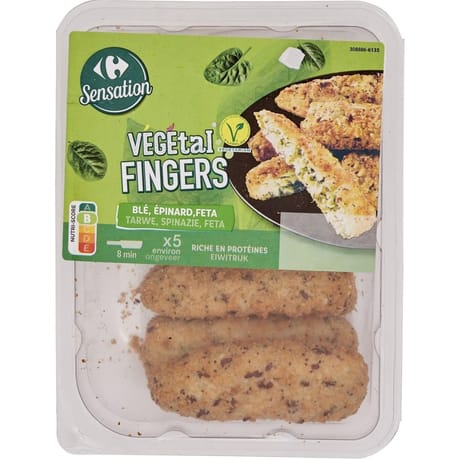 Carrefour sensation végétal fingers blé, épinards, feta 200g