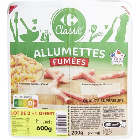 Carrefour classic' allumettes fumées 3x200g