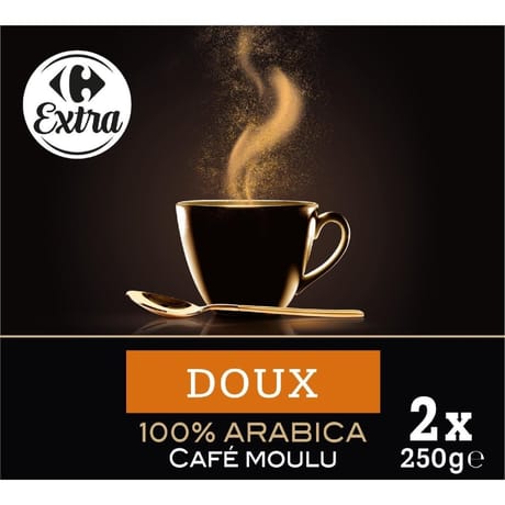 Carrefour extra café moulu doux 2x250g- 500g