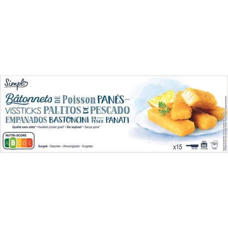 Simpl bâtonnets de poisson blanc 15x30g