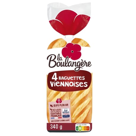 La Boulangère 4 baguettes viennoises fendues 340g